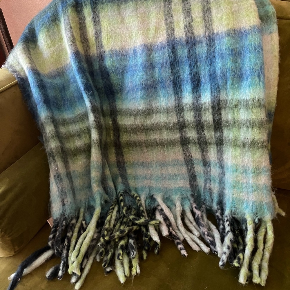 Anthropologie Wool Blend Plaid Throw Blanket